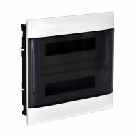 Flush-mounting cabinet for masonry - earth + neutral terminal blocks - smoked door - 2x12 row - 24 modules/row