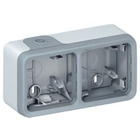 Surface mounting box Plexo IP 55 - 2 gang - with membrane glands - grey