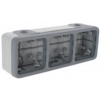 Surface mounting box Plexo IP 55 - 3 gang - with membrane glands - grey
