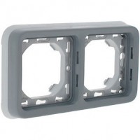 Surface mounting box Plexo IP 55 - 2 gang - with membrane glands - grey