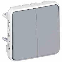 Switch 1+1 IP 55 2-way10 AX 250 V modular grey Plexo 