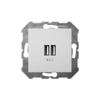 White socket 2xUSB without frame Liregus