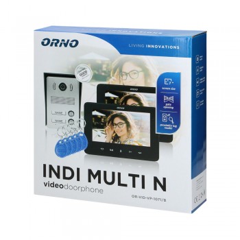 Video domofons divām ģimenēm INDI MULTI N, 7" LCD ekrāns, bezkontakta tagu lasītājs un interkoma funkcija ORNO