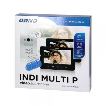 Video domofons divām ģimenēm INDI MULTI P, 7" LCD ekrāns, bezkontakta tagu lasītājs un interkoma funkcija ORNO