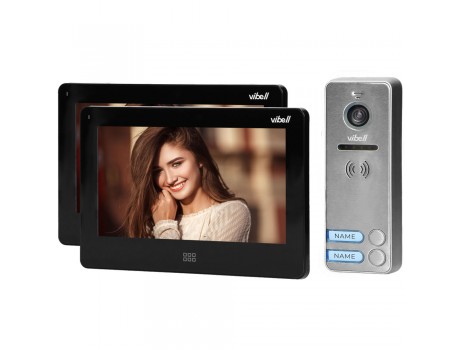 Video domofons divām ģimenēm FELIS MEMO MULTI2, 7" LCD ekrāns, SD+DVR sloti, melns Vibell ORNO