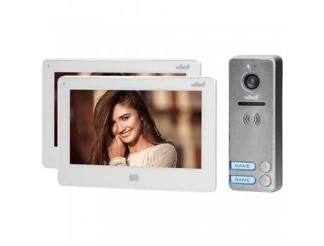 Video domofons divām ģimenēm FELIS MEMO MULTI2, 7" LCD ekrāns, SD+DVR sloti, balts Vibell ORNO