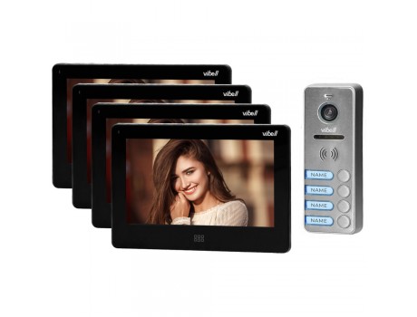 Video domofons četrām ģimenēm FELIS MEMO MULTI4, 7" LCD ekrāns, SD+DVR sloti, melns Vibell ORNO