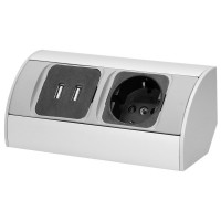 Удлинитель угловой 1x2P+Z (Schuko), 2xUSB, серебристый ORNO