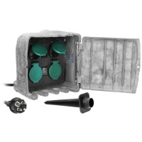 Удлинитель садовый STONE 4x2P+E (Schuko) IP44, H07RN-F 3x1.5мм², 2 режима работы, 3м ORNO