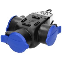 Блок розеток 3x2P+E (Schuko) IP44, 16A черный ORNO