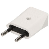 Вилка плоская мини 2P 2.5A, 2P/II, 250V, без заземления, IP20, белая ORNO