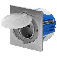 Hermetic electrical socket (Schuko) with a windproof junction box, IP44, stainless steel ORNO 