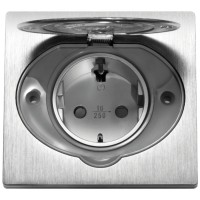 Hermetic electric socket for flush-mounting, IP44, stainless steel, Schuko ORNO 