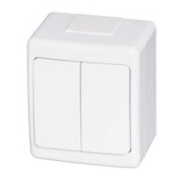 1+1 way switch outlet IP44 white
