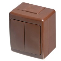 1+1 way switch outlet IP44 brown
