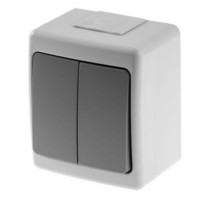 1+1 way switch outlet IP44 grey