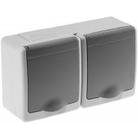 Socket outlet double IP44 grey