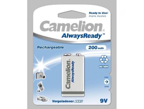 Аккумуляторные элементы. Ni-MH 9V Block, 200 mAh (1шт.) Camelion