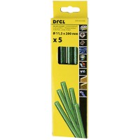 Hot glue sticks 11,2x200mm, with sequins, green-colored, (5pcs.) Drel