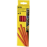 Hot glue sticks 11,2x200mm, with sequins, red-colored, (5pcs.) Drel