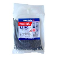 Кабельные стяжки 100x2,5mm черные (100 шт.) Specialist+