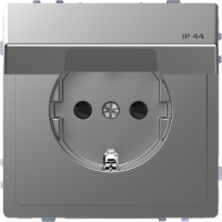 Socket outlet with lid IP44, stainless steel D-Life