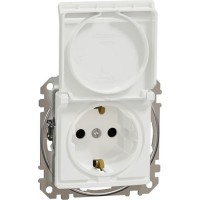 Socket outlet white grounded, with lid, with screw Sedna Design