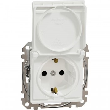 Socket outlet white IP44 grounded, with lid, with screw Sedna Design