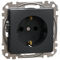 Socket anthracite outlet, grounded, with screw, Sedna Design