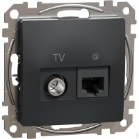 Розетка компьютерная черная TV + RJ45 CAT6 UTP Sedna Design