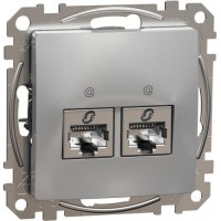 2xRJ45 data outlet CAT5A STP, aluminium Sedna Design