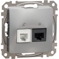 RJ45+RJ11 data outlet CAT5E UTP, aluminium Sedna Design