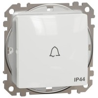 1-way Push-Button 10A IP44 with Bell Symbol, white Sedna Design
