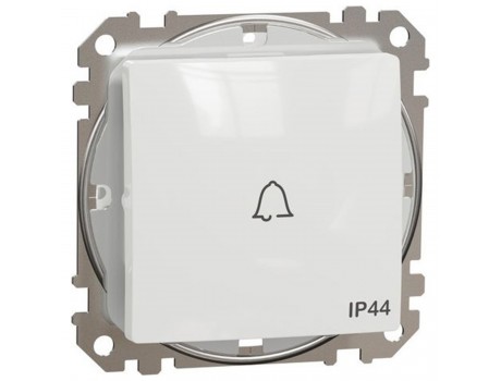 1-way Push-Button 10A IP44 with Bell Symbol, white Sedna Design