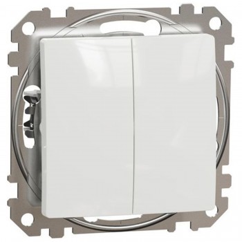 Double 1-way Push-Button 10A, white Sedna Design