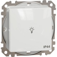 Звонковая кнопка белая 10A IP44 с символом лампочки Sedna Design