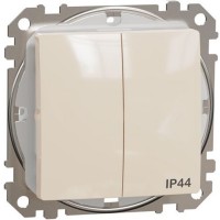 Two gang switch IP44 10AX beige Sedna Design