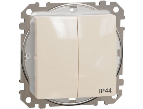 Two gang switch IP44 10AX beige Sedna Design