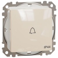 1-way Push-Button 10A IP44 with Bell Symbol, beige Sedna Design