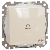 Звонковая кнопка бежевая 10A IP44 с символом звонка Sedna Design