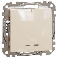 Two gang switch 10AX beige with blue locator LED Sedna Design