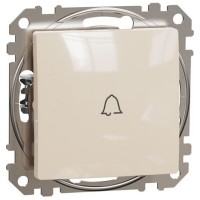 1-way Push-Button 10A with Bell Symbol, beige Sedna Design