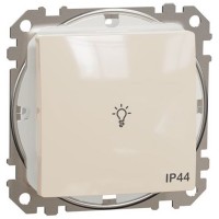 Звонковая кнопка бежевая 10A IP44 с символом лампочки Sedna Design