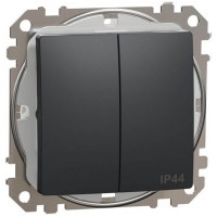 Slēdzis 1+1 melns IP44 10AX Sedna Design