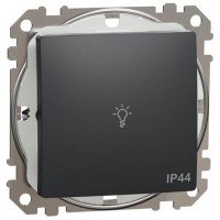 Звонковая кнопка антрацит 10A IP44 с символом лампочки Sedna Design