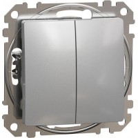 Double 2-way switch 10AX aluminium Sedna Design
