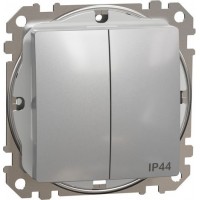 Выключатель 2-кл. IP44 10AX, алюминий Sedna Design