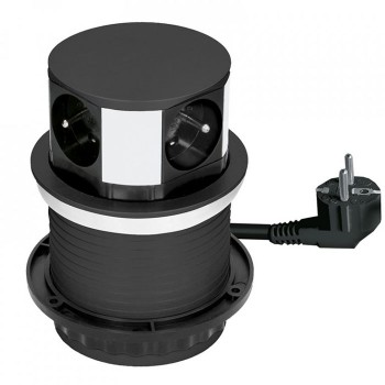 Pop up sockets 4-way, 1.5m, Black Solight