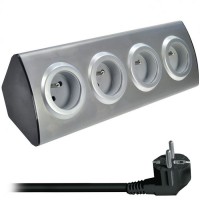 Extension lead with corner design, 4 sockets, 1.5m, Silver Solight