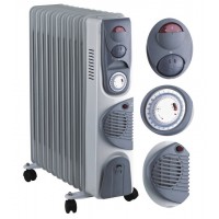 Oil heater with thermostat 2500+400W, 11 sections, timer